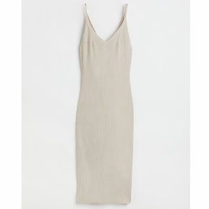 H&M Creme Ribbed Bodycon Dress Sz Smal